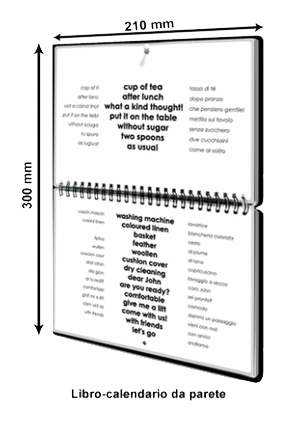 Libro-calendario della pronuncia inglese da tavolo con le misure in mm